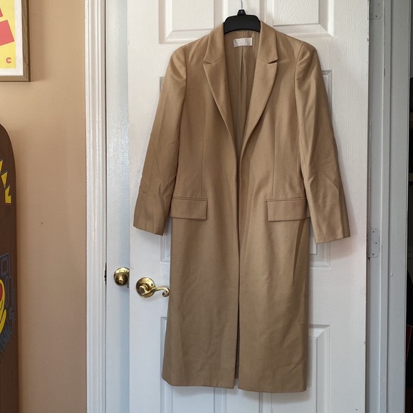 Badgley Mischka Jackets & Blazers - Badgley Mischka Camel Minimal Open Front Wool Coat
